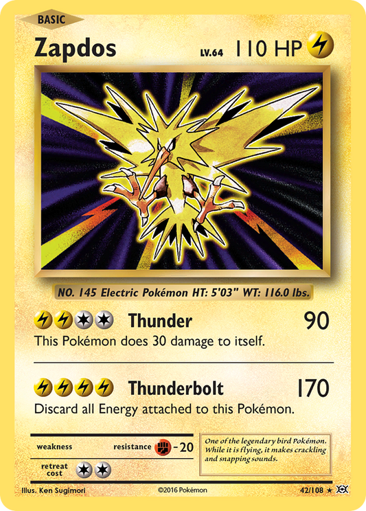 Zapdos 42/108 Rare Holo | Evolutions | Pokemon Card