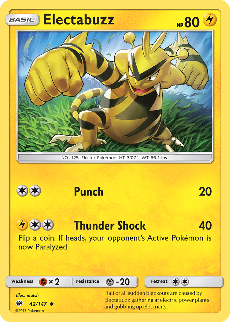 Electabuzz 42/147 Uncommon | Burning Shadows | Pokemon Card