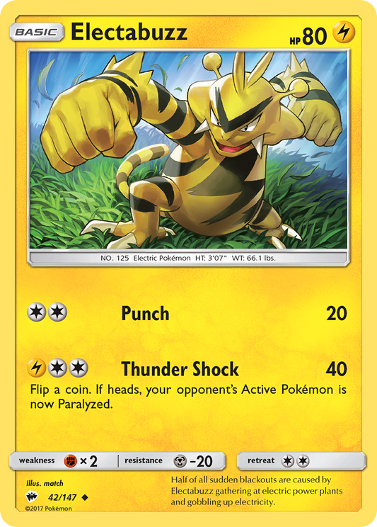 Electabuzz 42/147 Uncommon | Burning Shadows | Pokemon Card