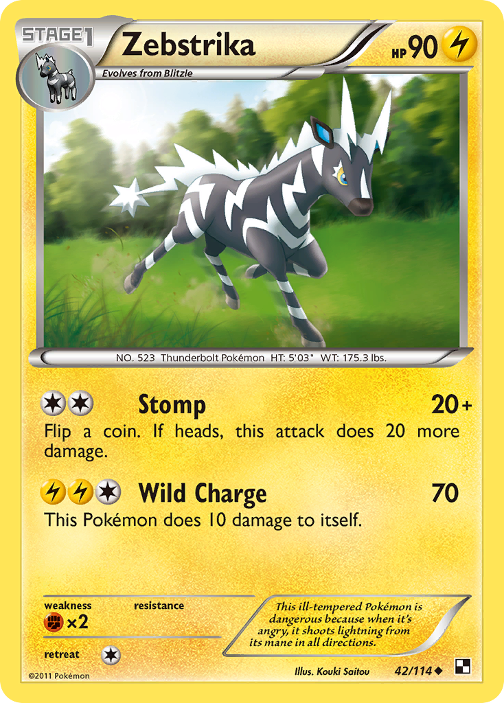 Zebstrika 42/114 Uncommon | Black & White | Pokemon Card