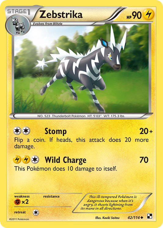 Zebstrika 42/114 Uncommon | Black & White | Pokemon Card