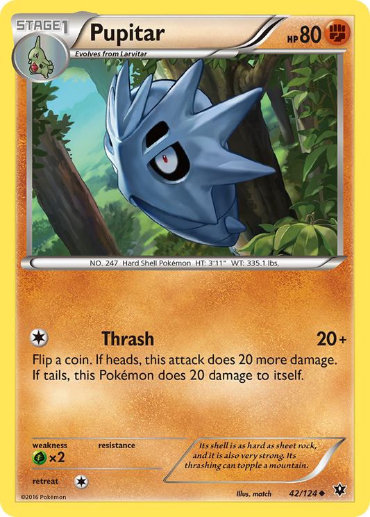 Pupitar 42/124 Uncommon | Fates Collide | Pokemon Card