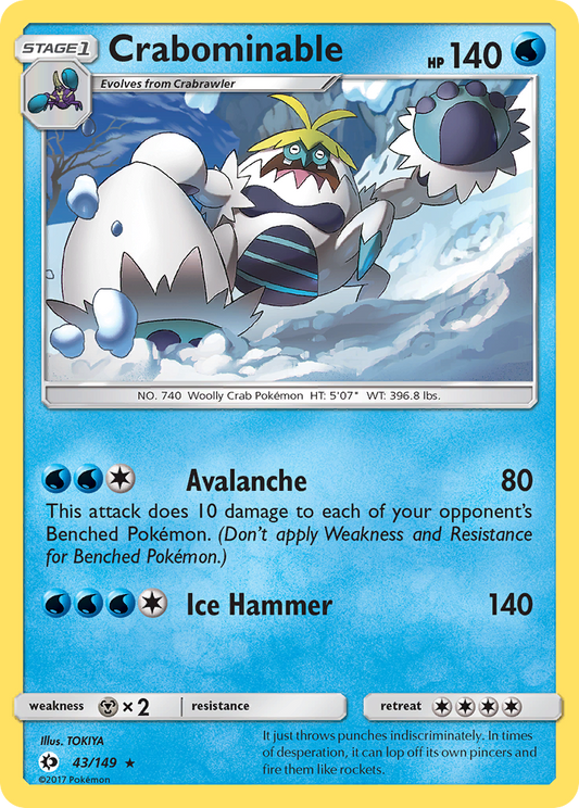 Crabominable 43/149 Rare | Sun & Moon | Pokemon Card