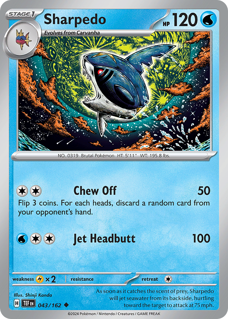 Sharpedo 43/162 Uncommon | Temporal Forces | Pokemon Card