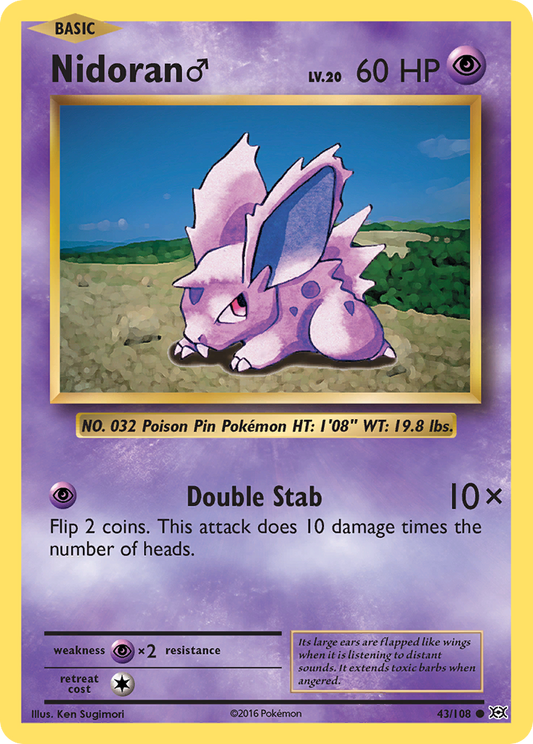 Nidoran ♂ 43/108 Common | Evolutions | Pokemon Card