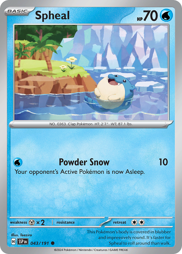 Spheal 43/191 Common | Surging Sparks | Pokemon Card