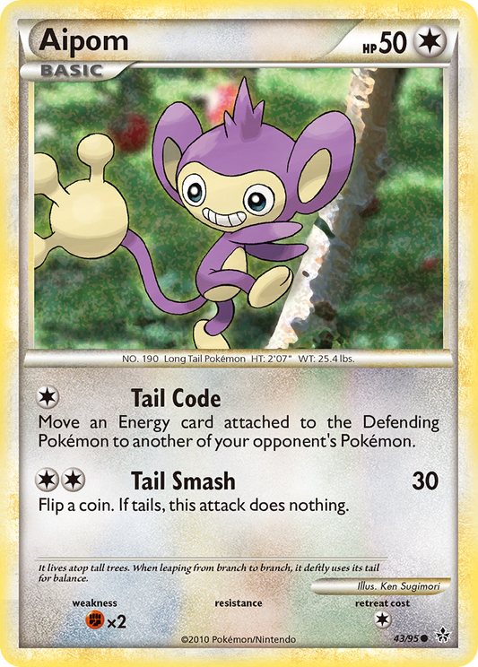 Aipom 43/95 Common | HS—Unleashed | Pokemon Card