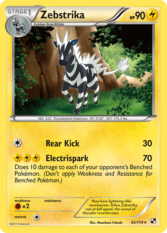 Zebstrika 43/114 Rare | Black & White | Pokemon Card