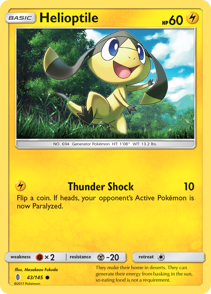 Helioptile 43/145 Common | Guardians Rising | Pokemon Card