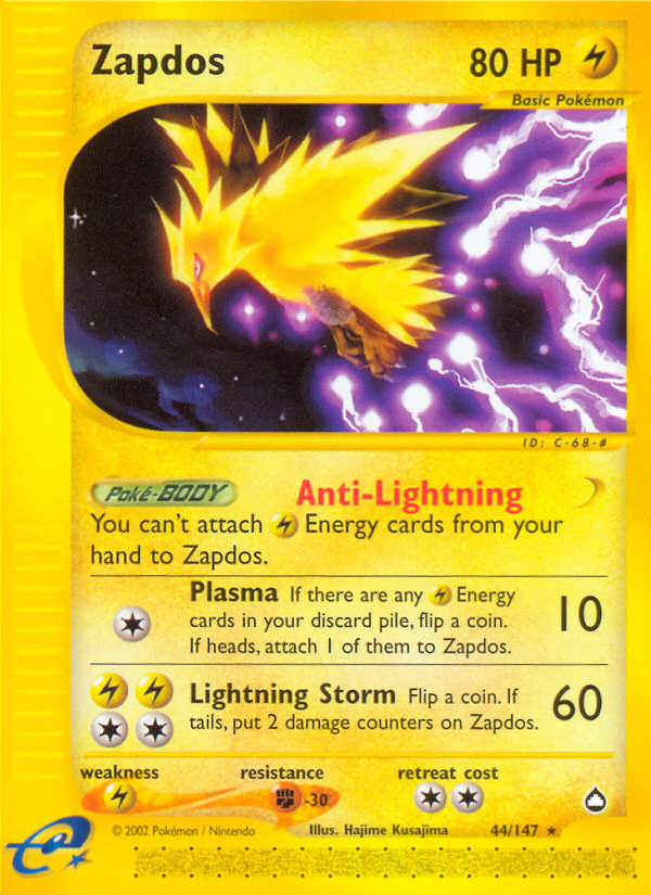 Zapdos 44/147 Rare | Aquapolis | Pokemon Card