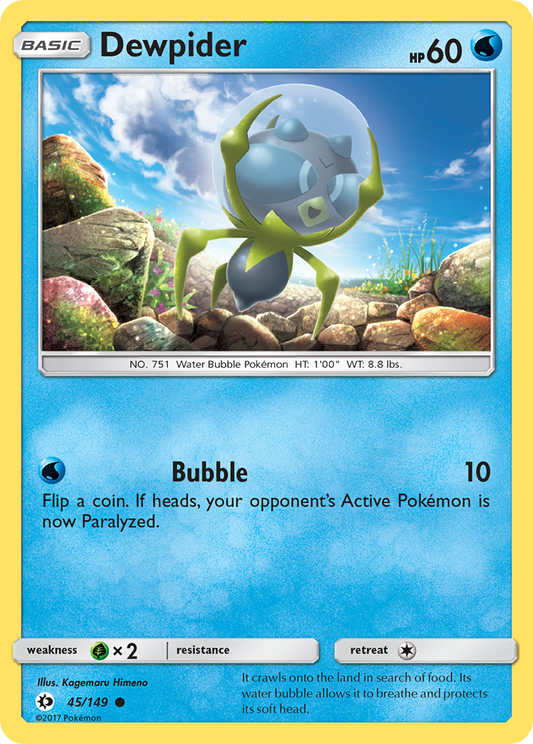 Dewpider 45/149 Common | Sun & Moon | Pokemon Card