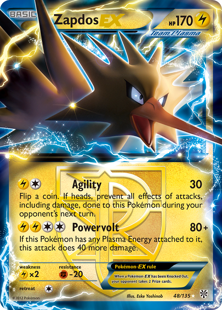 Zapdos-EX 48/135 Rare Holo EX | Plasma Storm | Pokemon Card