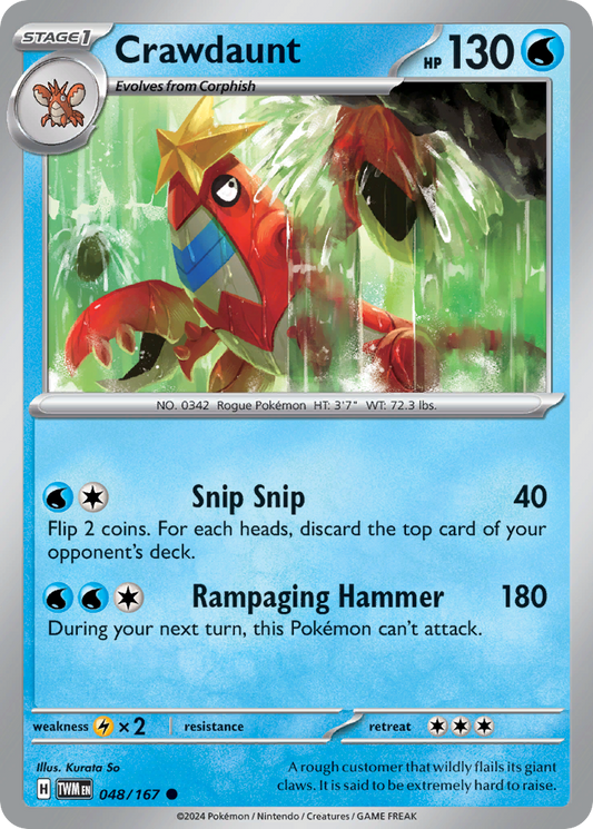 Crawdaunt 48/167 Common | Twilight Masquerade | Pokemon Card