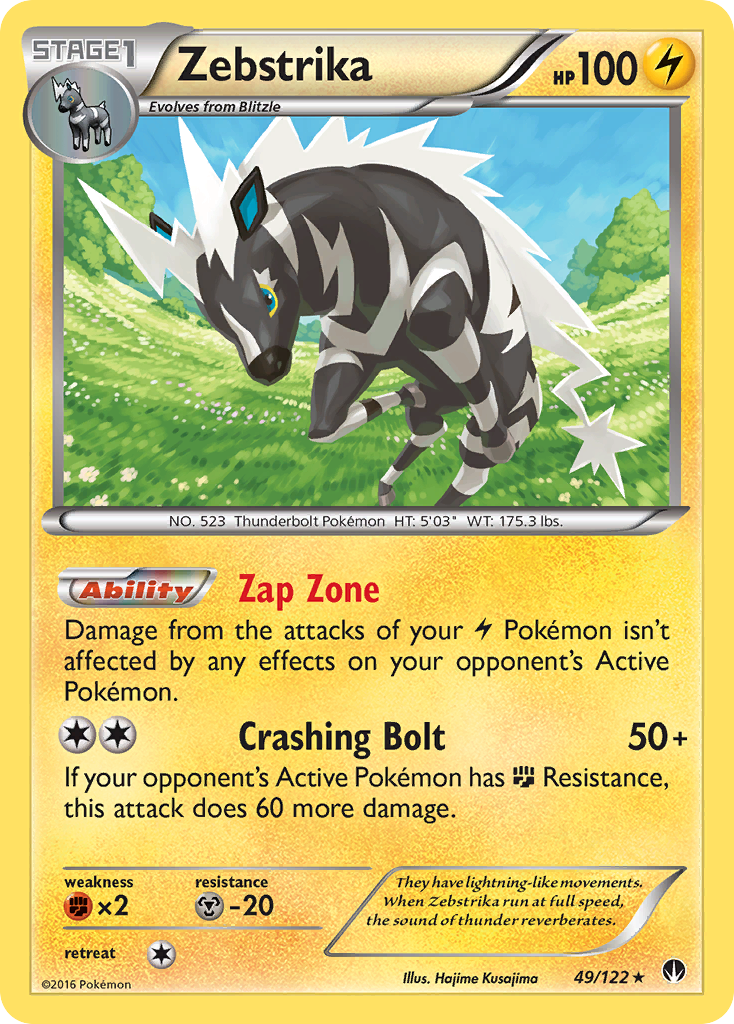 Zebstrika 49/122 Rare | BREAKpoint | Pokemon Card