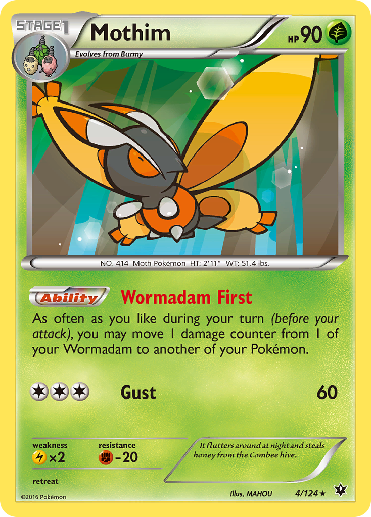 Mothim 4/124 Rare | Fates Collide | Pokemon Card