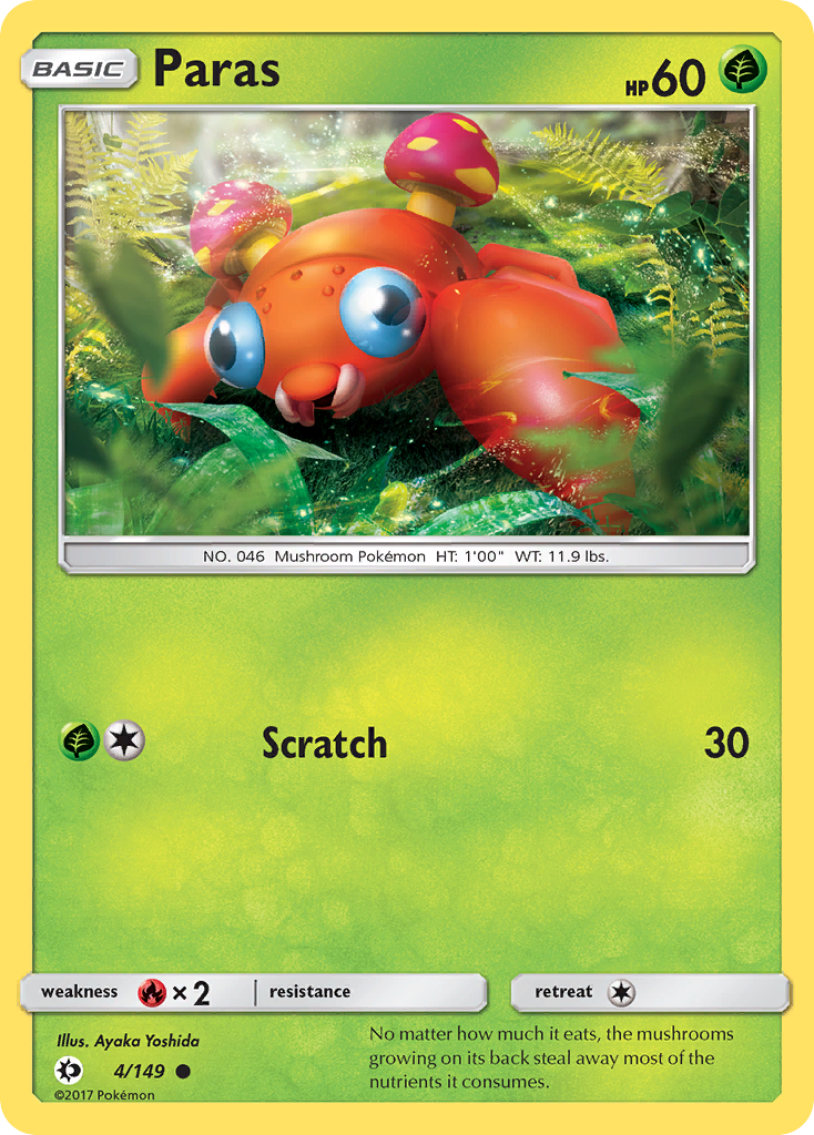 Paras 4/149 Common | Sun & Moon | Pokemon Card