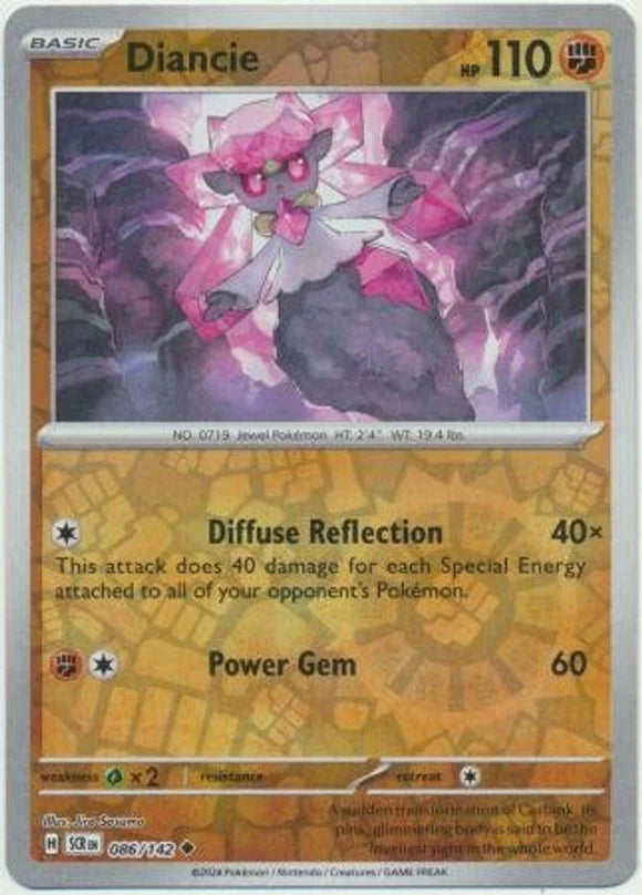 Diancie 86/142 Reverse Holo | Stellar Crown | Pokemon Card