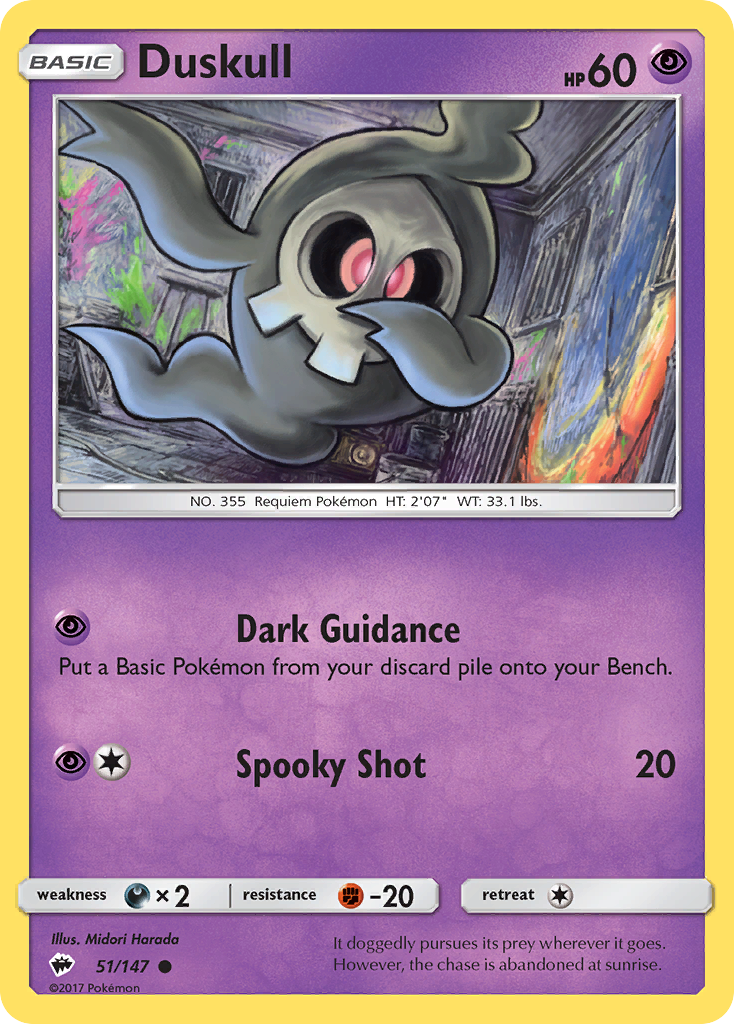 Duskull 51/147 Common | Burning Shadows | Pokemon Card