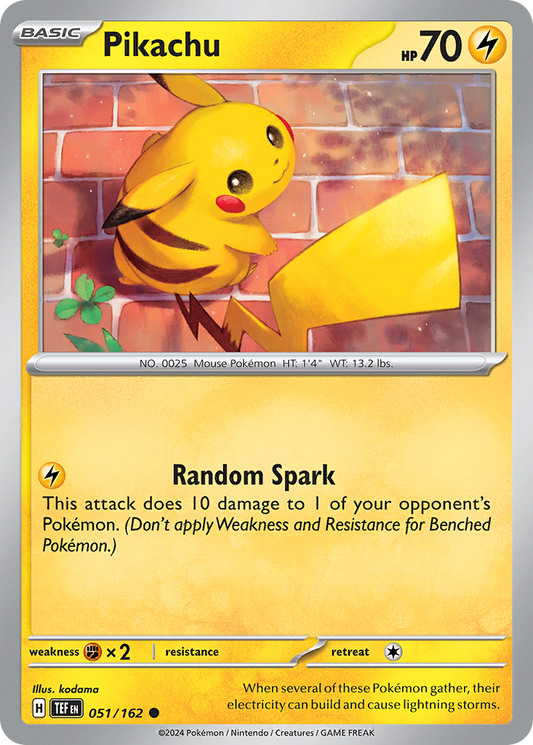 Pikachu 51/162 Common | Temporal Forces | Pokemon Card