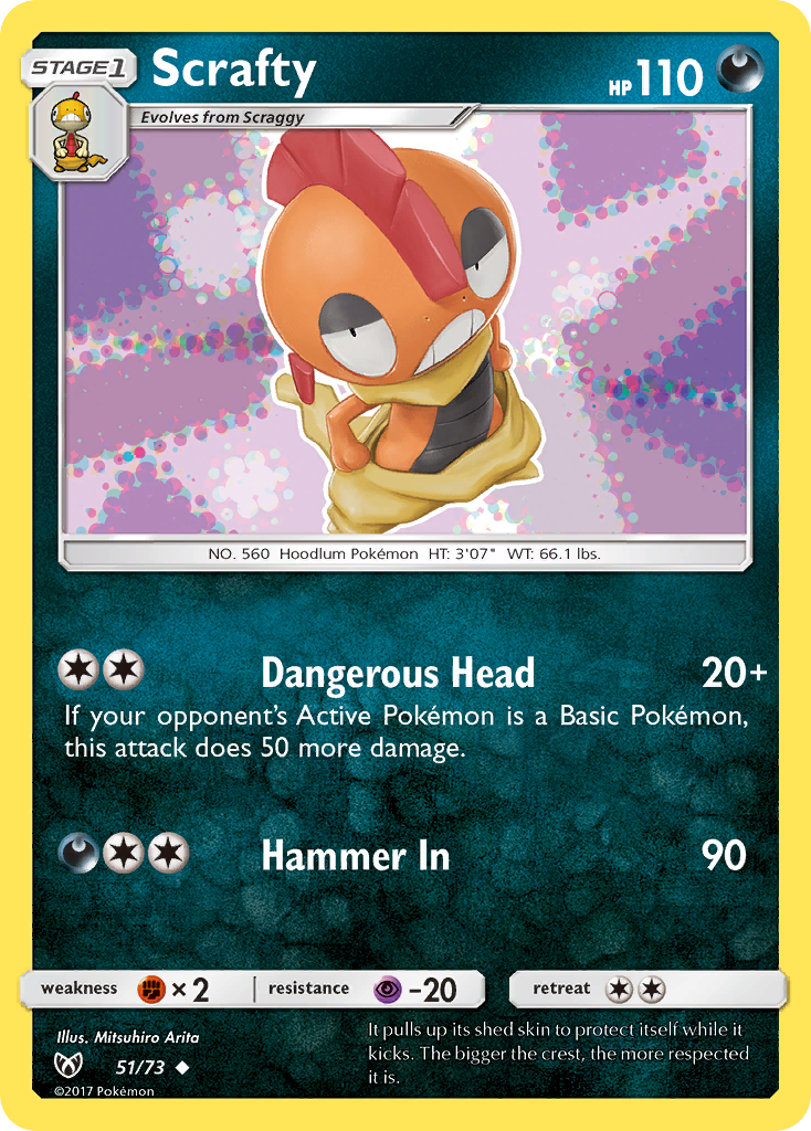 Scrafty 51/73 Uncommon | Shining Legends | Pokemon Card