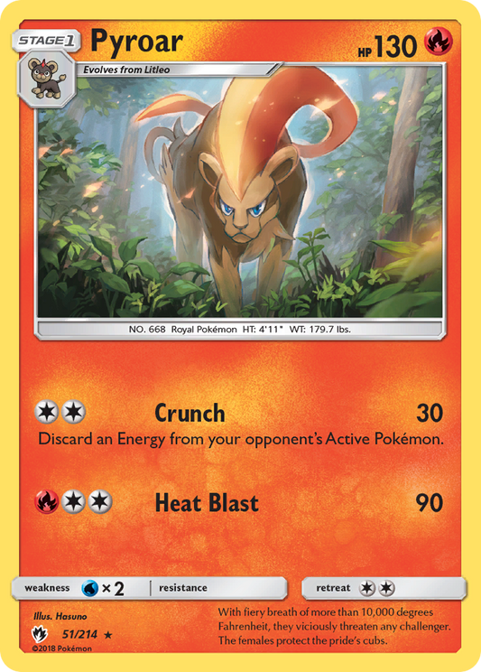 Pyroar 51/214 Rare | Lost Thunder | Pokemon Card