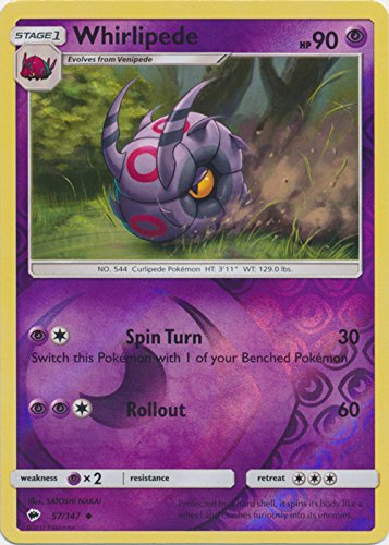 Whirlipede 57/147 Reverse Holo | Burning Shadows | Pokemon Card