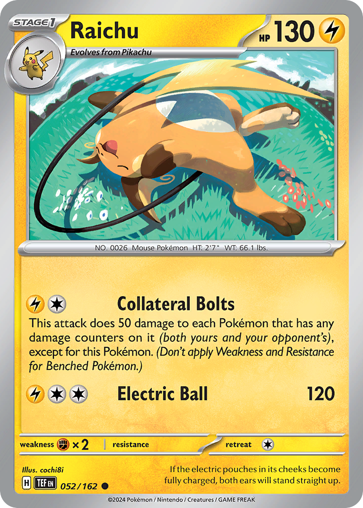 Raichu 52/162 Common | Temporal Forces | Pokemon Card