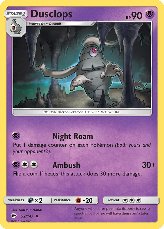 Dusclops 52/147 Uncommon | Burning Shadows | Pokemon Card