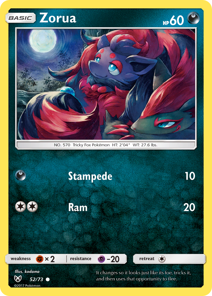 Zorua 52/73 Common | Shining Legends | Pokemon Card