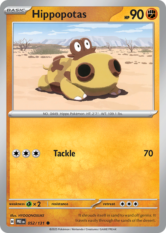 Hippopotas 52/131 Masterball Holo | Prismatic Evolutions | Pokemon Card