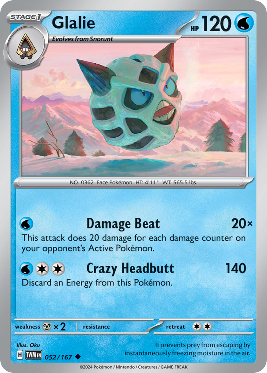 Glalie 52/167 Uncommon | Twilight Masquerade | Pokemon Card