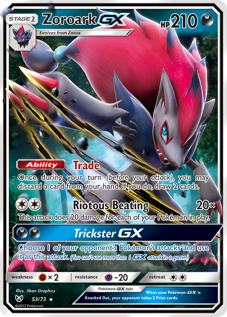 Zoroark-GX 53/73 Rare Holo GX | Shining Legends | Pokemon Card