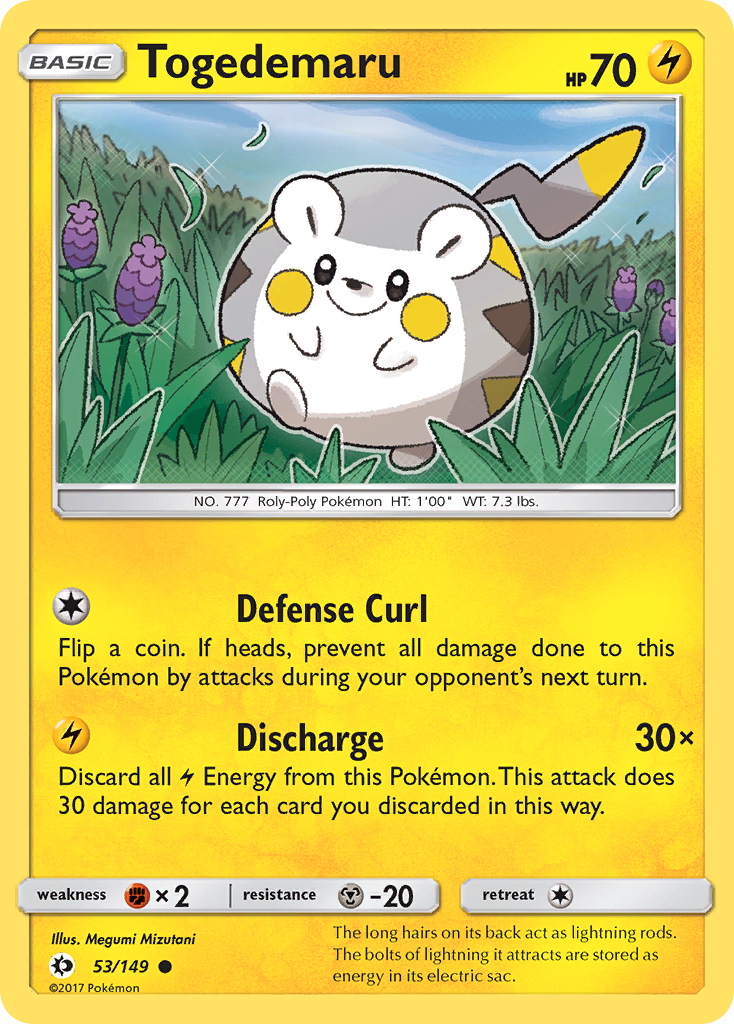 Togedemaru 53/149 Common | Sun & Moon | Pokemon Card