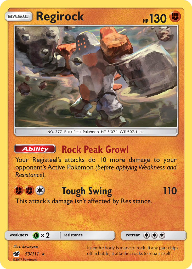 Regirock 53/111 Rare | Crimson Invasion | Pokemon Card