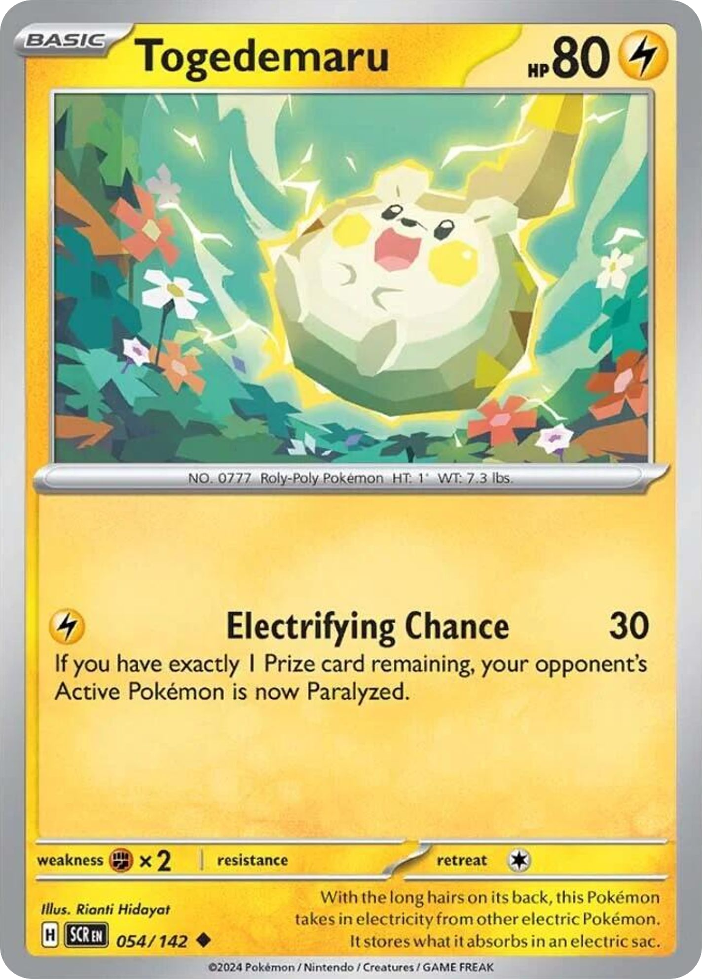 Togedemaru 54/142 Uncommon | Stellar Crown | Pokemon Card