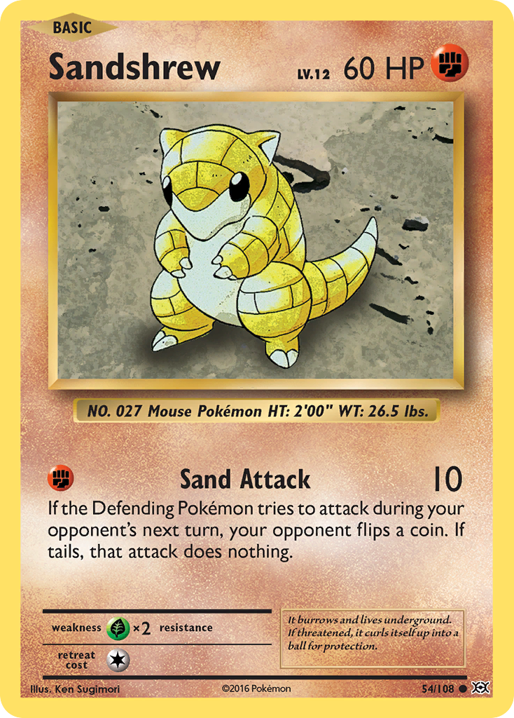 Sandshrew 54/108 Common | Evolutions | Pokemon Card