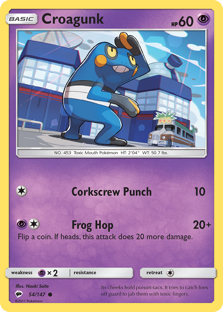 Croagunk 54/147 Common | Burning Shadows | Pokemon Card