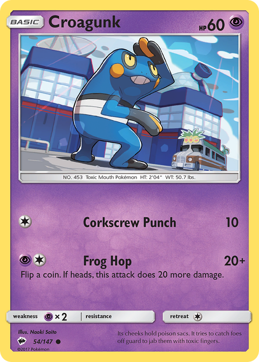 Croagunk 54/147 Common | Burning Shadows | Pokemon Card