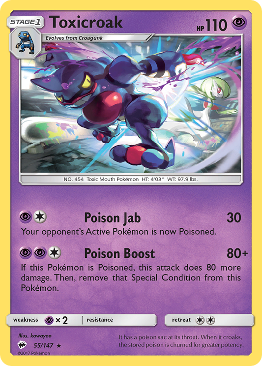 Toxicroak 55/147 Rare | Burning Shadows | Pokemon Card