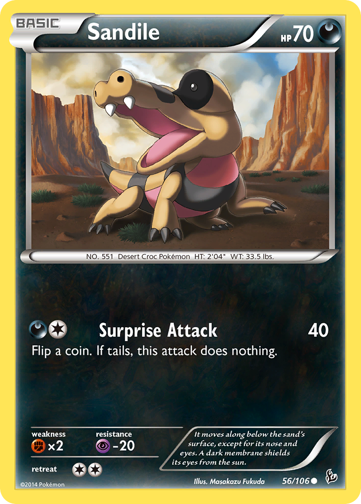 Sandile 56/106 Common | Flashfire | Pokemon Card