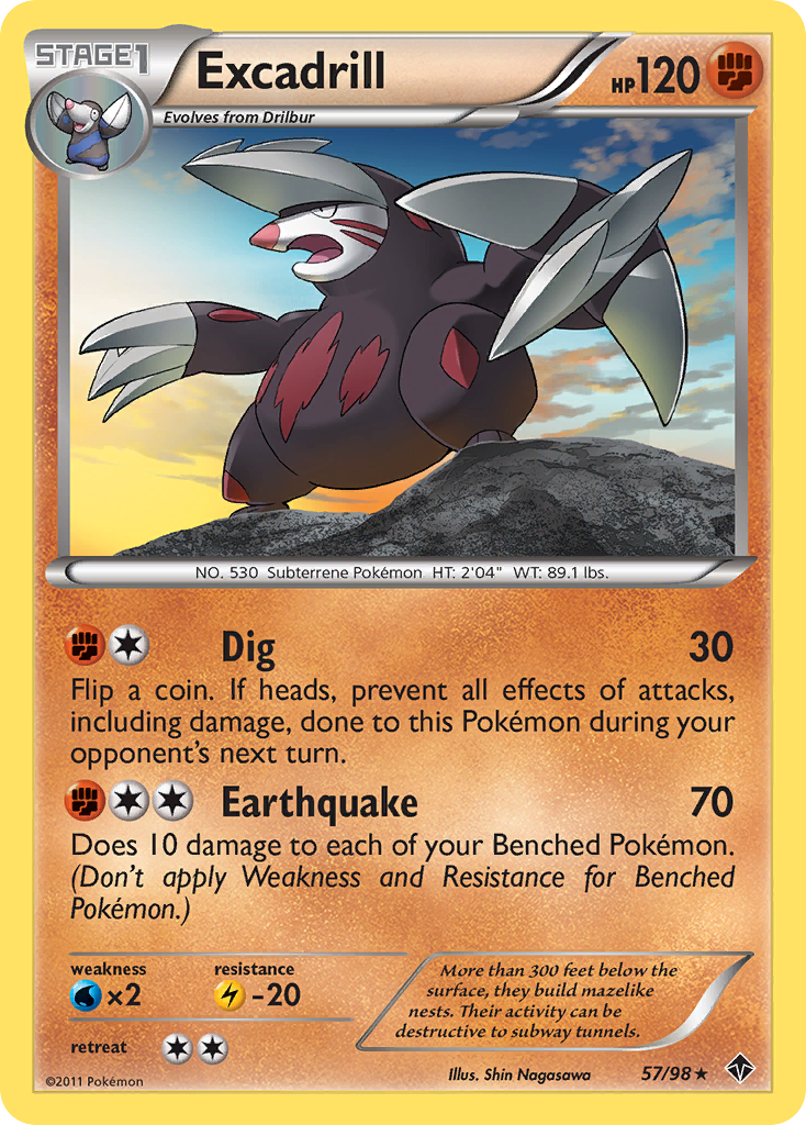 Excadrill 57/98 Rare Holo | Emerging Powers | Pokemon Card