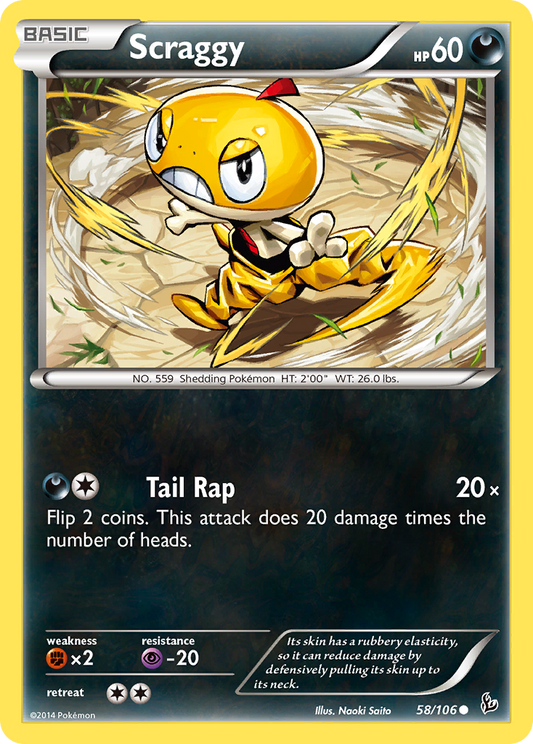 Scraggy 58/106 Common | Flashfire | Pokemon Card