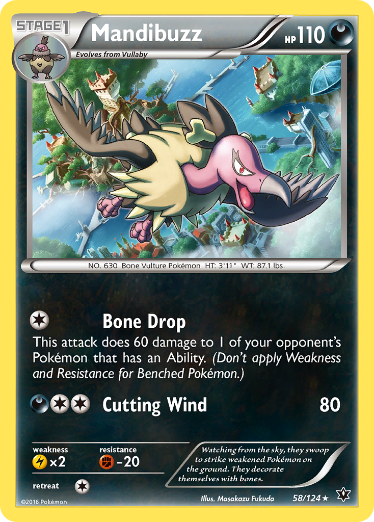 Mandibuzz 58/124 Rare | Fates Collide | Pokemon Card