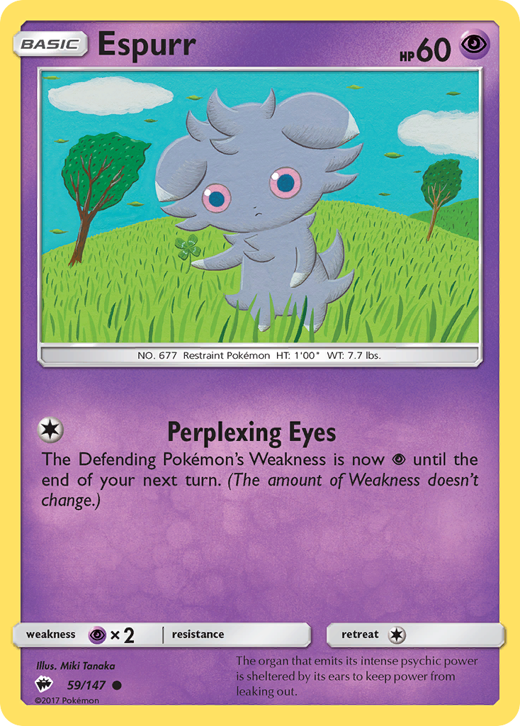 Espurr 59/147 Common | Burning Shadows | Pokemon Card