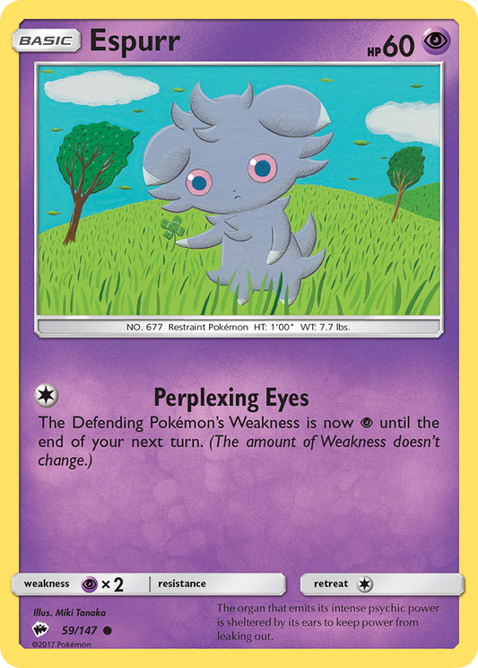 Espurr 59/147 Common | Burning Shadows | Pokemon Card