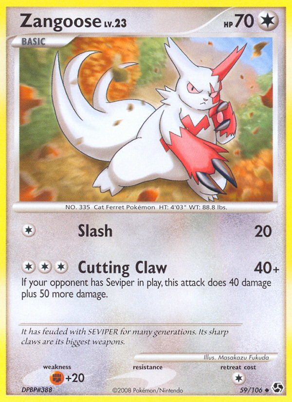 Zangoose 59/106 Uncommon | Great Encounters | Pokemon Card