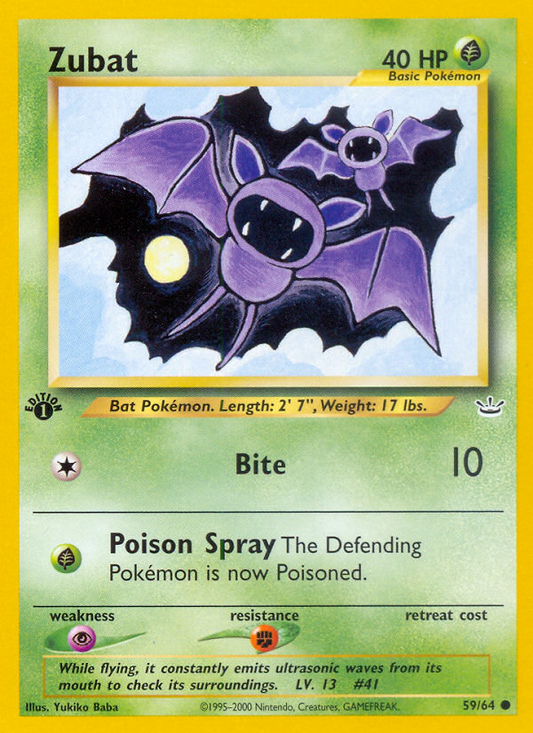 Zubat 59/64 Common | Neo Revelation | Pokemon Card