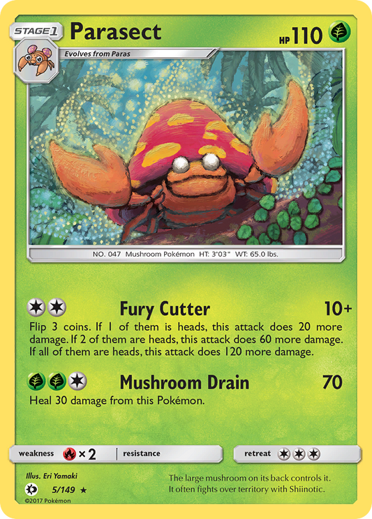 Parasect 5/149 Rare | Sun & Moon | Pokemon Card