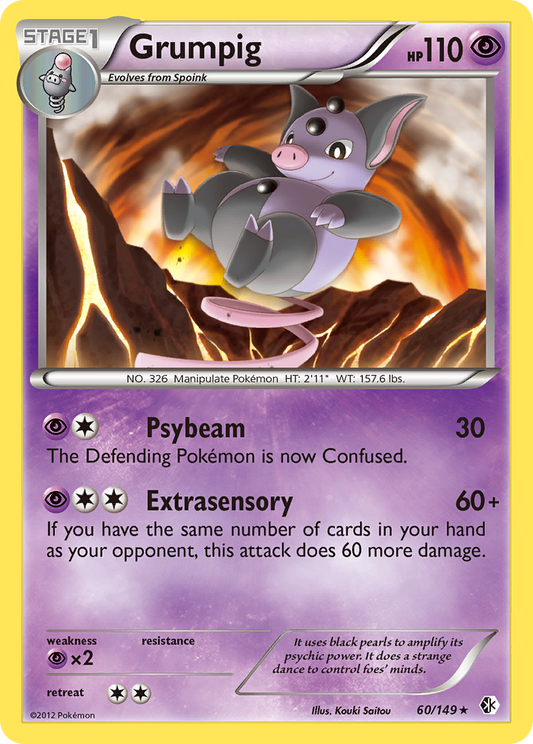 Grumpig 60/149 Rare | Boundaries Crossed | Pokemon Card