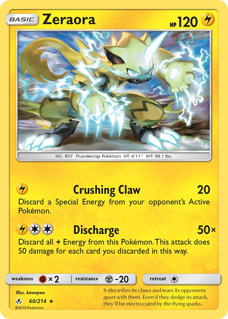 Zeraora 60/214 Rare | Unbroken Bonds | Pokemon Card